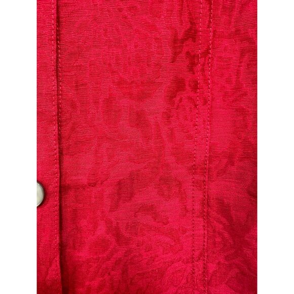 Chicos Red Button-Up Textured Shirt Womens Size 1 Linen/Cotton/Silk Blend - Picture 4 of 11